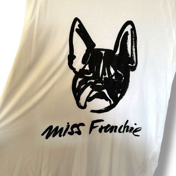 H&M Divided Frenchie White Lightweight Long Sleeve Graphic Tee Large - Picture 4 of 7